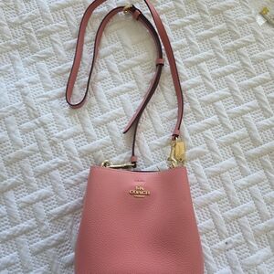 Coach Leather Mini Bucket Bag In Pink